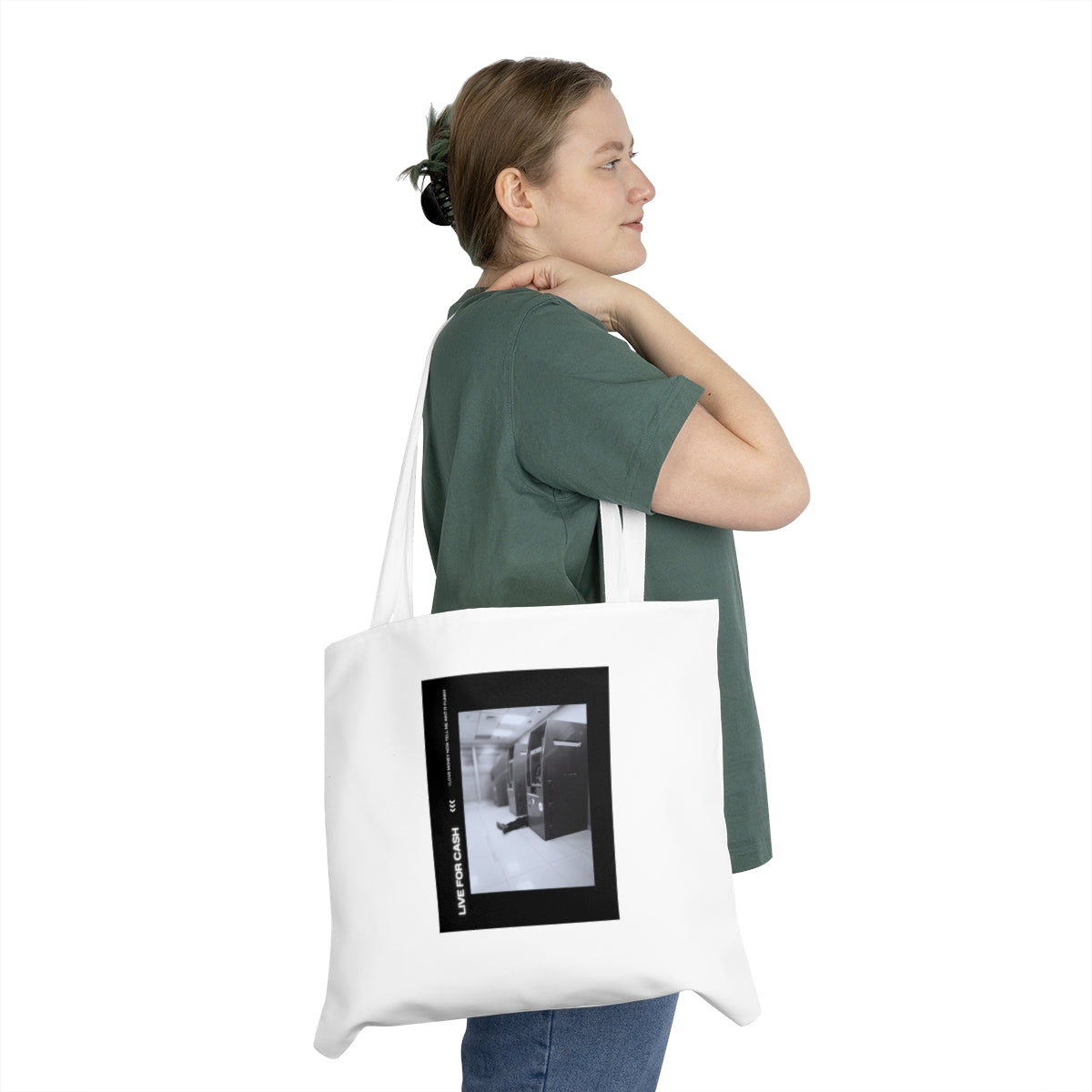 "Live for Cash" Shoulder Tote Bag (AOP)